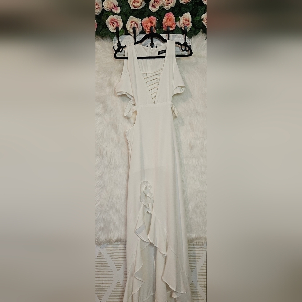ChicMe Flamenco Longline Cutout Dove Maxi Dress